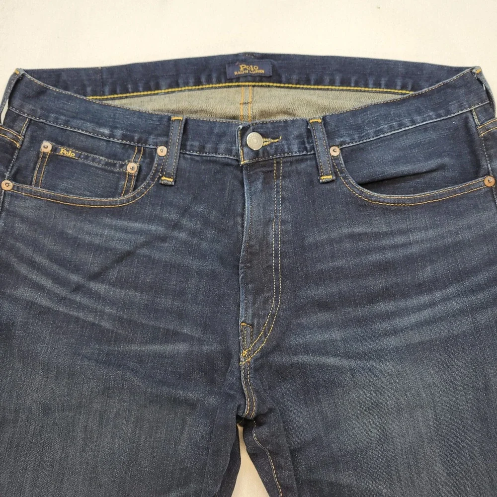 Polo Ralph Lauren Jeans Mens 36x30 Blue Varick Slim Straight Dark Wash Denim